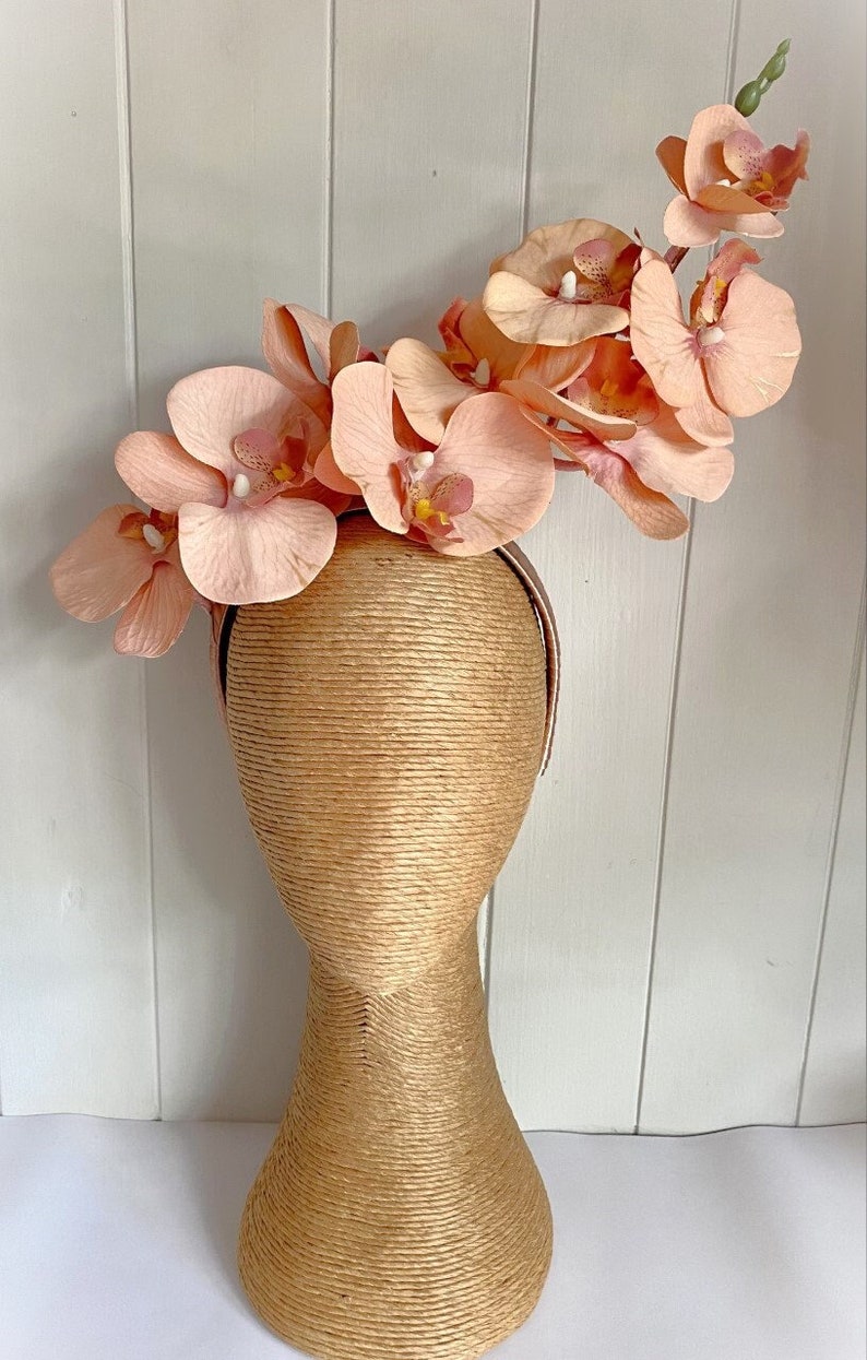 Blush Pink Orchid Spring Racing Flower Fascinator Melbourne Cup Blush Pink Orchid Flower Crown Blush Pink Derby Day Orchid Headband Fascinat image 2