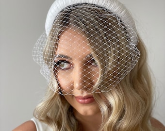 Headband with Veil, Wedding Birdcage Veil, Wedding Headband Veil, White Headband Veil, White Birdcage Veil, White Bridal Headband with Veil