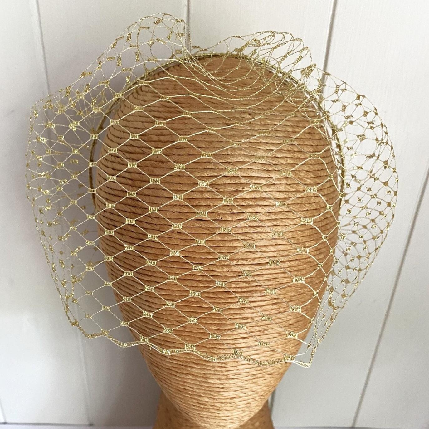 Kentucky Derby Fascinator Gold Veil Fascinator Gold Bridal Veil Fascinator Gold Headband Gold Birdcage Veil Gold Veil Headband Birdcage Veil