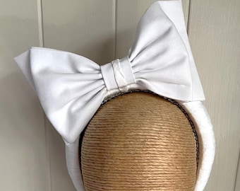 White Bow Headband White Fascinator White Headband White Bow Fascinator Spring Racing Bow Fascinator