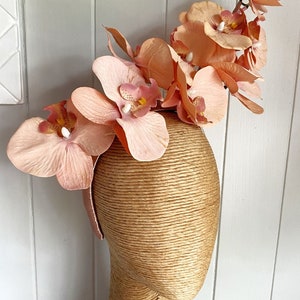 Blush Pink Orchid Spring Racing Flower Fascinator Melbourne Cup Blush Pink Orchid Flower Crown Blush Pink Derby Day Orchid Headband Fascinat image 4