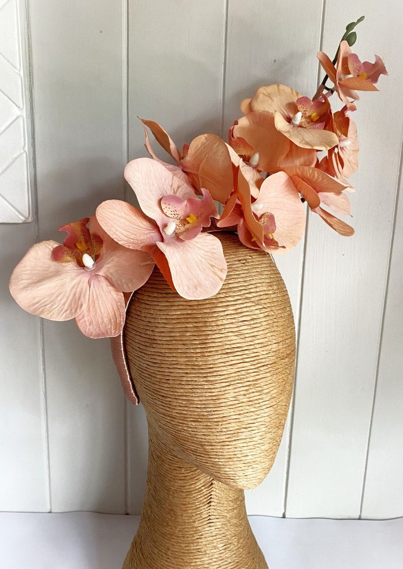 Blush Pink Orchid Spring Racing Flower Fascinator Melbourne Cup Blush Pink Orchid Flower Crown Blush Pink Derby Day Orchid Headband Fascinat image 4