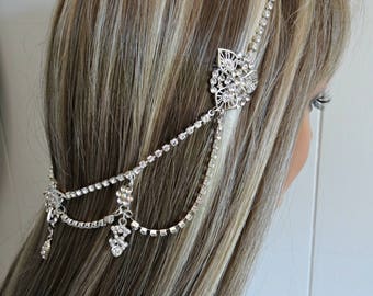 Silver Bridal Headpiece Wedding Headpiece Bridal Head Chain Head Jewelry Chain Head Chain Hair Jewelry Headpiece Headband Reverse Hair Pice