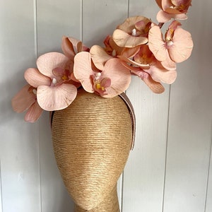 Blush Pink Orchid Spring Racing Flower Fascinator Melbourne Cup Blush Pink Orchid Flower Crown Blush Pink Derby Day Orchid Headband Fascinat image 3