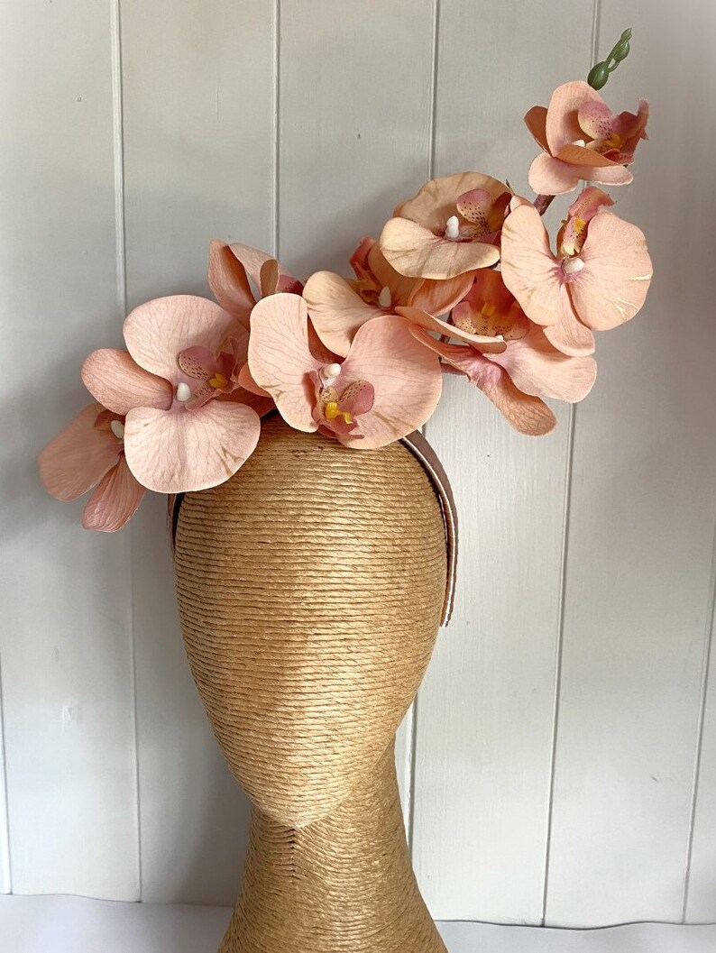 Blush Pink Orchid Spring Racing Flower Fascinator Melbourne Cup Blush Pink Orchid Flower Crown Blush Pink Derby Day Orchid Headband Fascinat image 3
