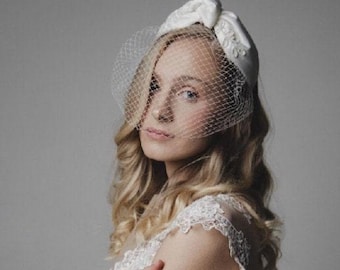 Wedding Birdcage Veil, Bridal Headband with Veil Off White Headband Veil, Birdcage Veil, Wedding Headband Veil, Headband with Veil Off White