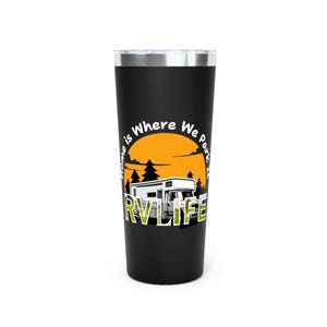 RV Sunset Tumbler: Insulated Stainless Steel Travel Cup, Camping Gift