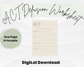 ACT Defusion Worksheet – Printable Therapy Tool (Digital Download)