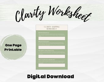 Clarity Mapping Worksheet – Printable Journal for Mental Reset & Self-Reflection