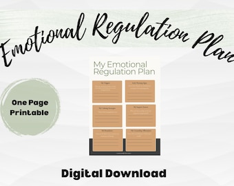 Emotional Regulation Plan | Mental Health Printable Worksheet (PDF)