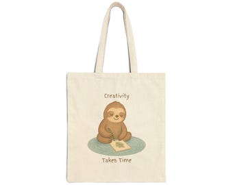Sloth Art Cotton Canvas Tote Bag: Eco-Friendly Grocery Bag