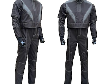 Inspired by Mandalorian Star Wars | Custom 3 Piece Grey Suit with Vest | Cosplay Costume Bounty Hunter Outfit