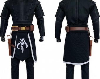 Boba Fett Inspired Black Costume | Mandalorian Star Wars Cosplay Outfit with Belt & Holster