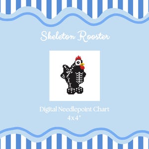 Skeleton Rooster Needlepoint Pattern | Digital Needlepoint Pattern