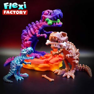 Flexi Skeleton T-Rex Toy  Fidget Dinosaur  Articulated 3D Printed Toy  Improves Fine Motor Skills  Fun Gift for Kids & Adults