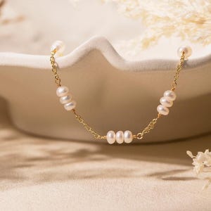 14K Gold Plated Pearl Bracelet,Natural Freshwater Pearl Bracelet,Multiple pearl bracelets,Wedding Jewellery,Bridesmaid Gift, Mother&#39;s Day