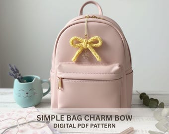 Crochet Bow Bag Charm Pattern, Easy DIY Keychain (PDF Pattern)