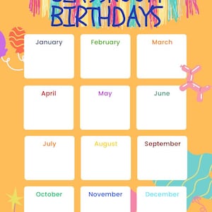 Classroom Birthday Calendar