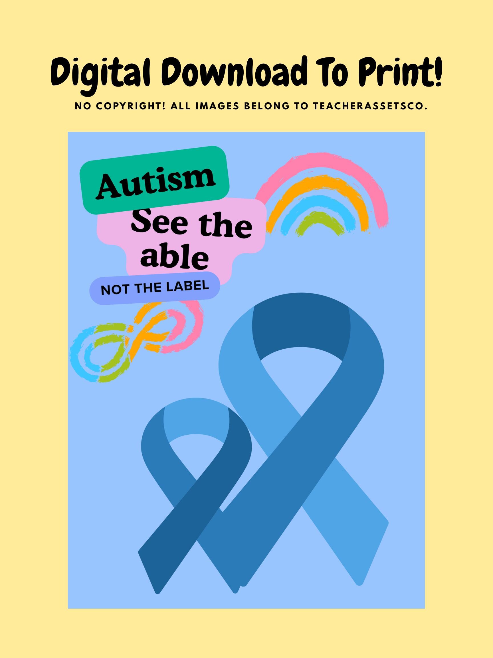 Label First Autism Autism Awareness Poster | “see the Able, Not the Label” Quote ...