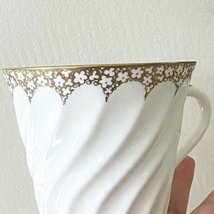 Vintage Lomonosov USSR 1960s Gold and Pink Flowers Tea Cup and Saucer