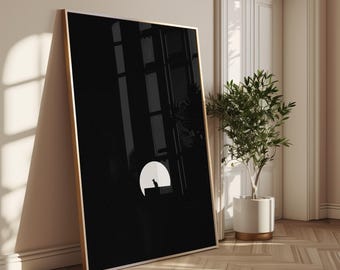Minimalist Cat Art Print, Retro Modern Home Decor (Digital Download)