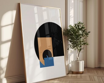 Minimalist Cat Art Print: Retro Modern Cat Silhouette (Digital Download)