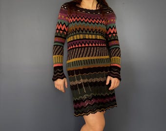 Peruvian Connection Black Crochet Lace Knit Dress M 100% Pima Cotton  Classic - Etsy