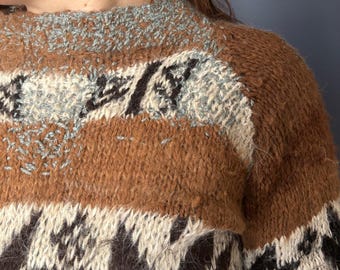 Vintage 90s Icelandic Design Cardigan Sweater - Newari 100% Wool 