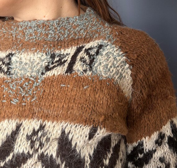 Artisan Mended Vintage Hand-Knit Wool & Mohair Sweater