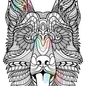 Mandala Dog printable colouring page