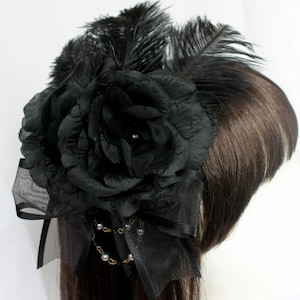 Made to order: Gothic Rose Feathered Heaband