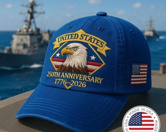 Custom Name United States 250th Anniversary Hat – 1776–2026 Patriotic Eagle Cap, Custom Embroidered USA Flag Veteran Gift Made in America