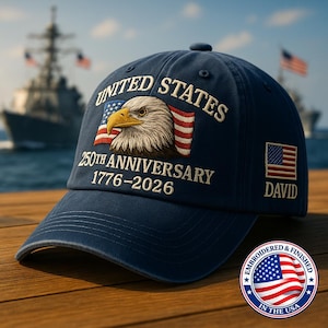 Custom Name United States 250th Anniversary Hat – 1776–2026 Patriotic Eagle Cap, Custom Embroidered USA Flag Veteran Gift For Men and Women