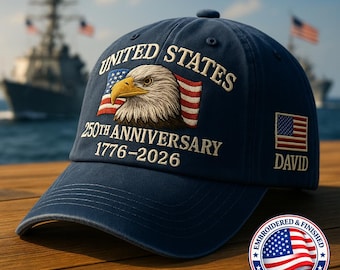 Custom Name United States 250th Anniversary Hat – 1776–2026 Patriotic Eagle Cap, Custom Embroidered USA Flag Veteran Gift For Men and Women