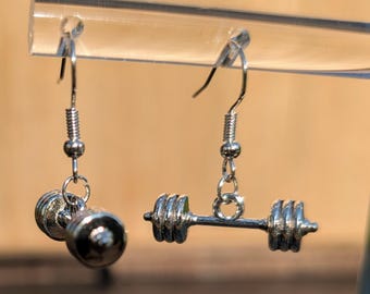 Pendientes de barra 3D: ganchos de plata de ley, regalo de joyería para gimnasio