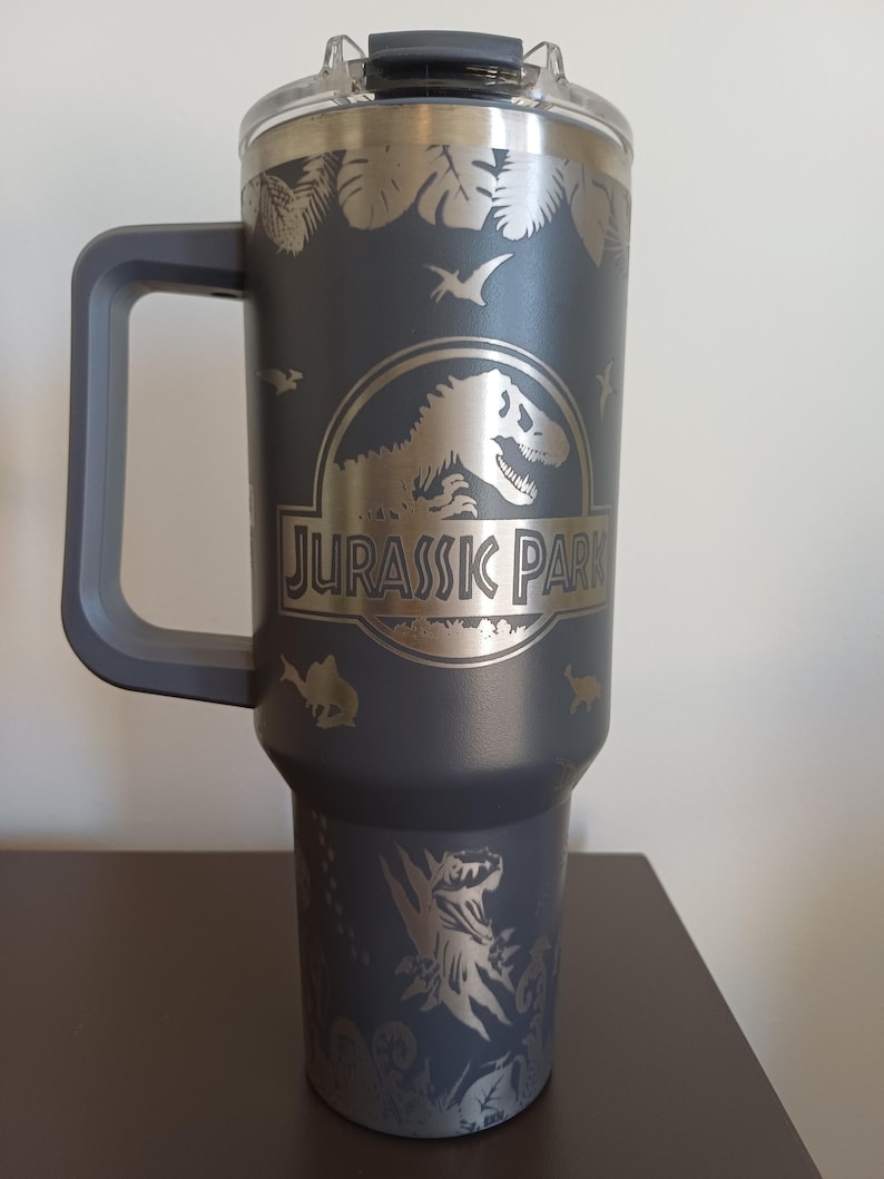 Jurassic Park Full Wrap Digital Laser Engraving File - 40oz Tumbler - Stanley Quencher image 1