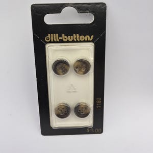 Dill-Buttons Style # 1180 Classic Tortoise Brown Round 4 Hole Dill Buttons Size 7/16&quot; (11 MM) New Pack Washable