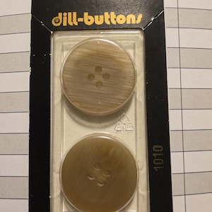Dill-Buttons Style # 1010 Polyamide Tan  Round New 4 Hole Dill Buttons Size 7/8&quot; (23 MM) Vintage 1 Button Pack of 2 Washable Made in Germany