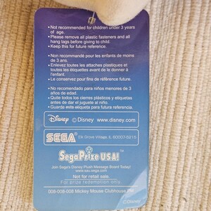 Vintage SEGA Prize Mickey Mouse Plush Disney Redemption Only Rare With Tags 10" image 4