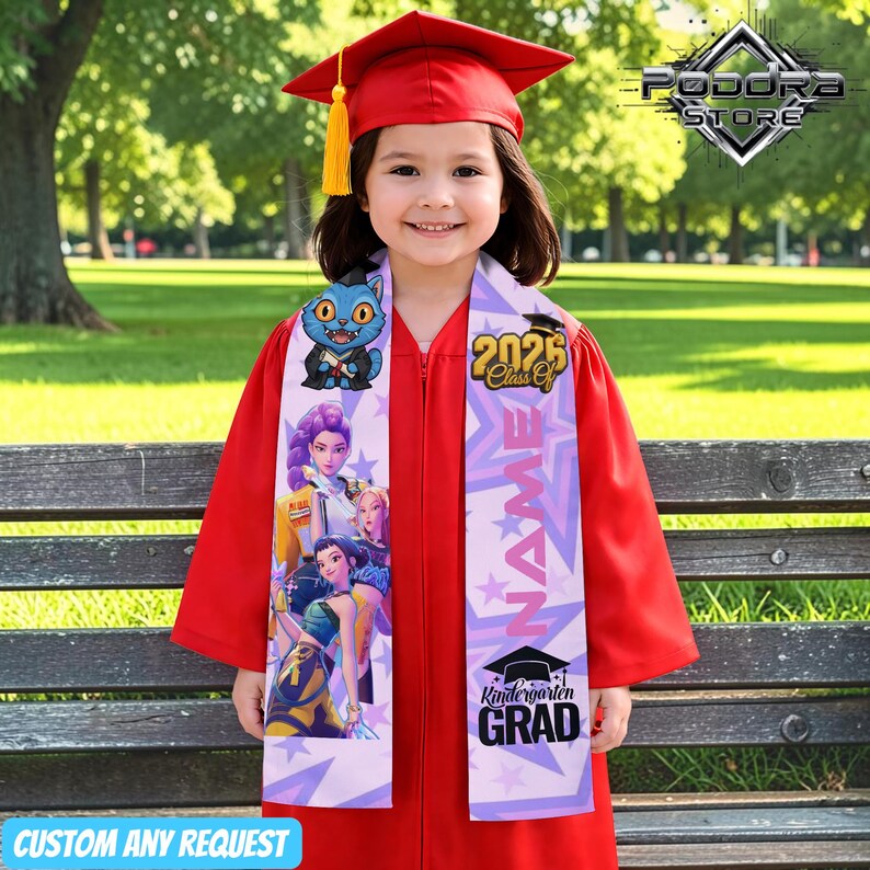 Huntrix Graduation Cap Huntrix Graduation Stole, Custom Kindergarten Grad Sash 2026 ...
