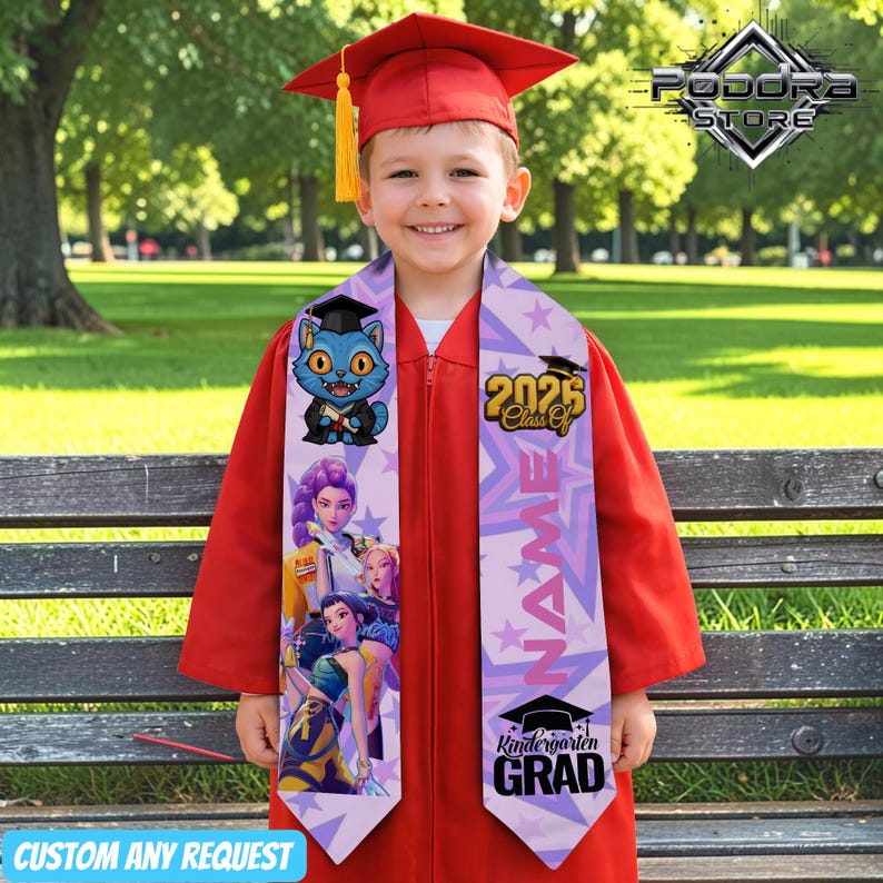Huntrix Graduation Cap Huntrix Graduation Stole, Custom Kindergarten Grad Sash 2026 ...
