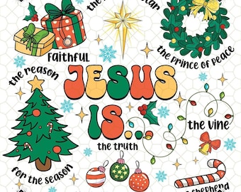 Jesus ist PNG, Christian Sublimation Weihnachtsdesign, Retro Glaube Clipart, Religiöser Urlaub Digital PNG