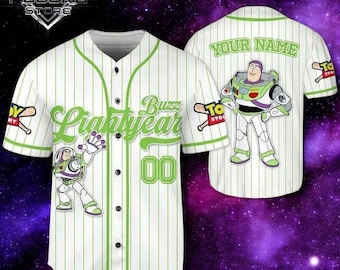 Custom Disney Toy Story Buzz Lightyear Baseball, Custom Kids, Youth, Adult Disney Baseball Jersey Outfits Cute Pixar Toy Story Gift For Fan