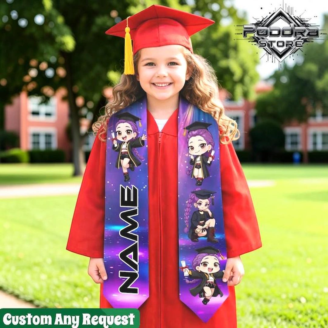 Huntrix Graduation Cap Huntrix Graduation Stole, Kpop Idol Galaxy Grad Sash Personalized Kids ...