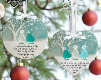 Personalized Sea Glass Ornament, Custom Ceramic Friendship Gift