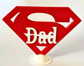 Superman Dad Plaque – Father’s Day Gift for Dad and 3D Printed Superhero Decor