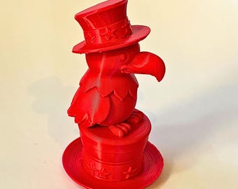 3D Printed Patriotic Eagle Top Hat Decor – American Independence Day Desk Display