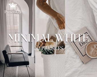 Minimal White Lightroom Presets: Clean Bright Mobile & Desktop Filters (Digital Download)