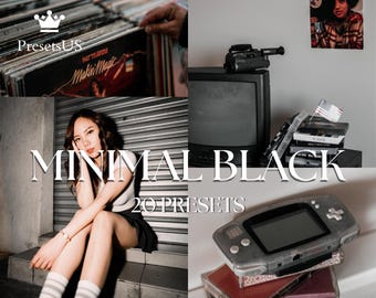 Minimal Black Lightroom Presets: Modern Monochrome Filters (Mobile & Desktop)