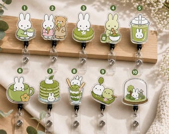 Kawaii Nurse Badge Reel | Matcha Bunny Acrylic Accessory